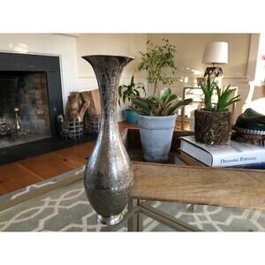 Vintage Designer WGC Etched Brass Vase, WGC Signed Vase